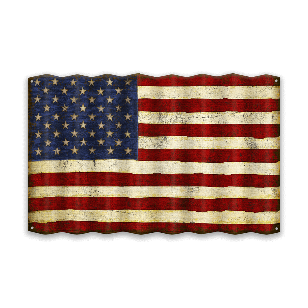Worn American flag on a black background