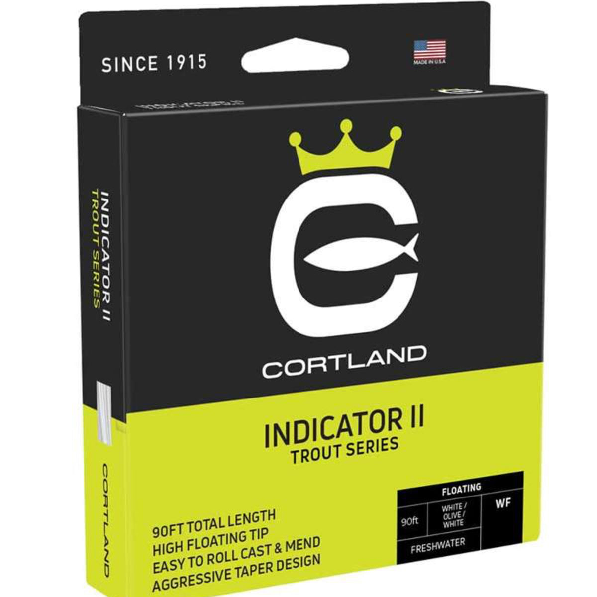 Cortland Indicator II Trout Series fishing line packaging on a white background