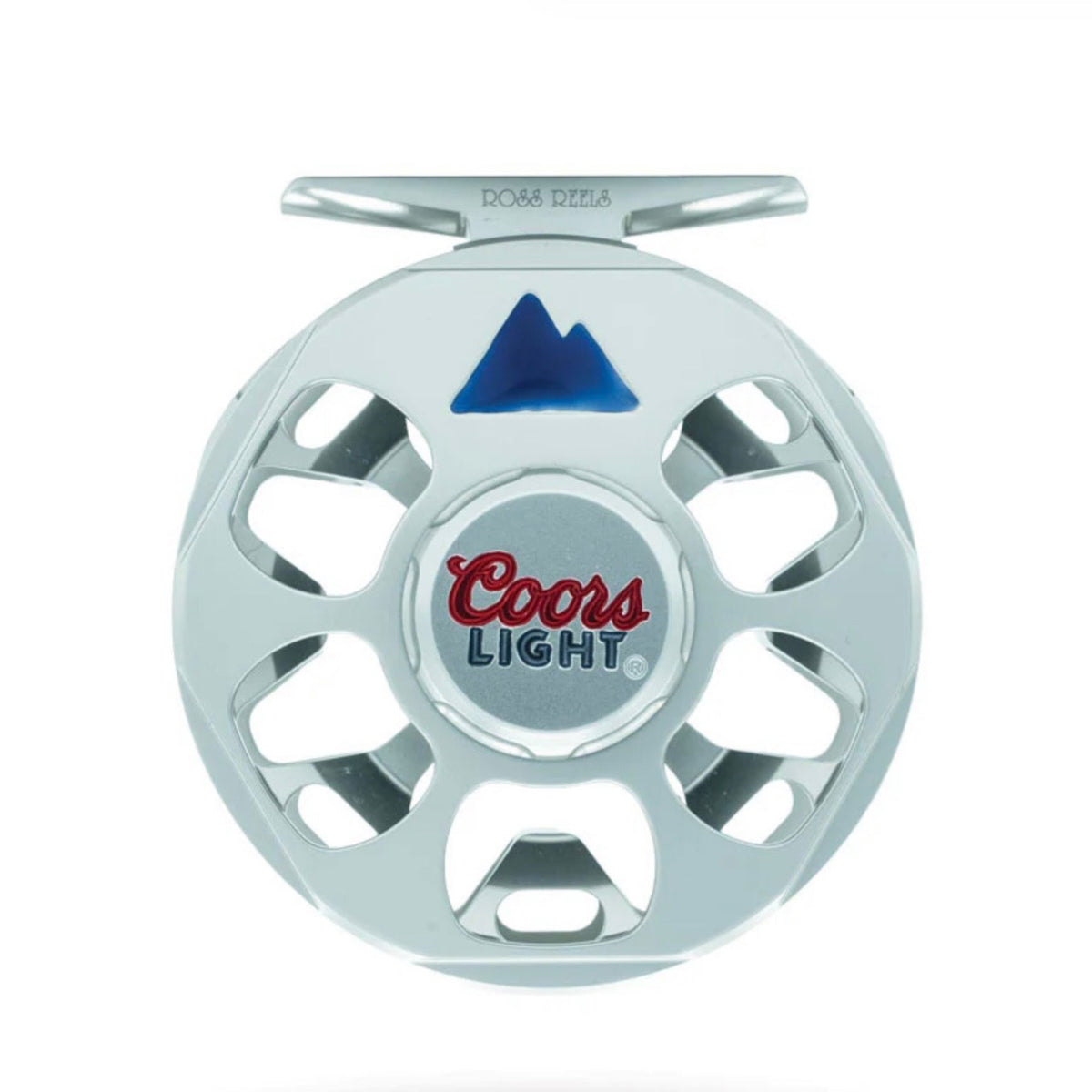 Fishing reel with Coors Light logo on a white background