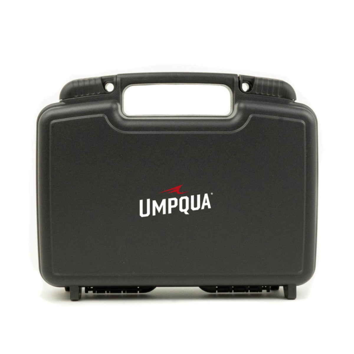 Black hard-shell case with Umpqua logo on a white background