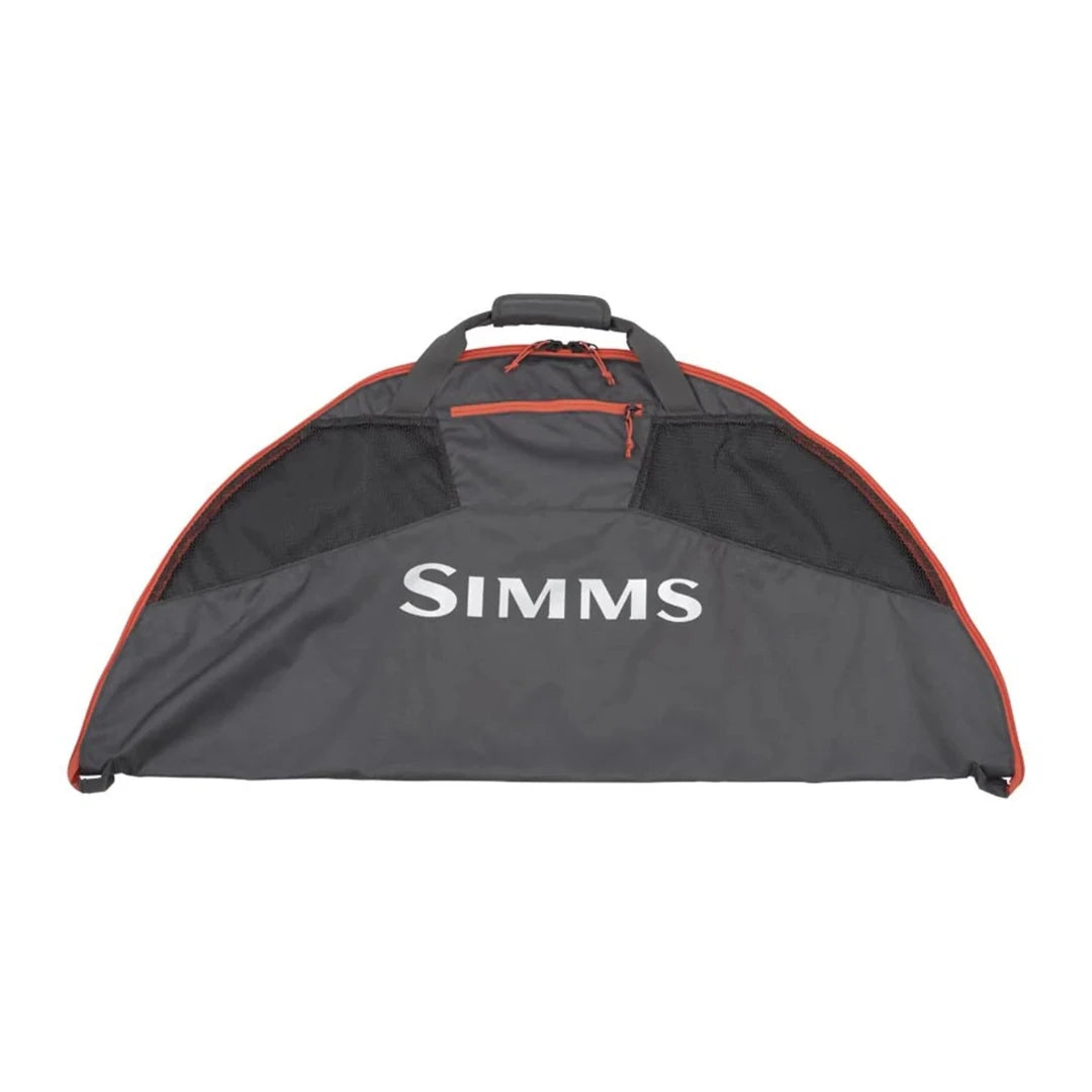 Simms Taco Bag in Anvil color, open flat as a changing mat