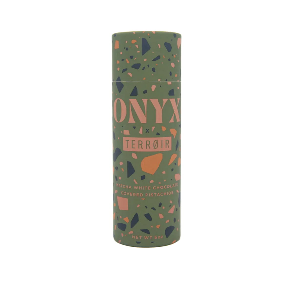 Green cylindrical product packaging with 'ONYX' and 'Terror' text on a white background