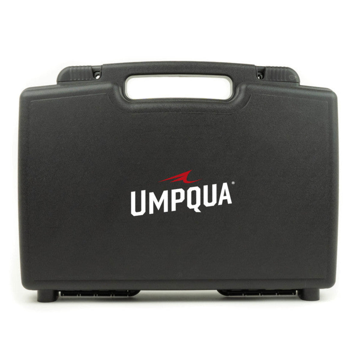 Black Umpqua fishing tackle box on a white background