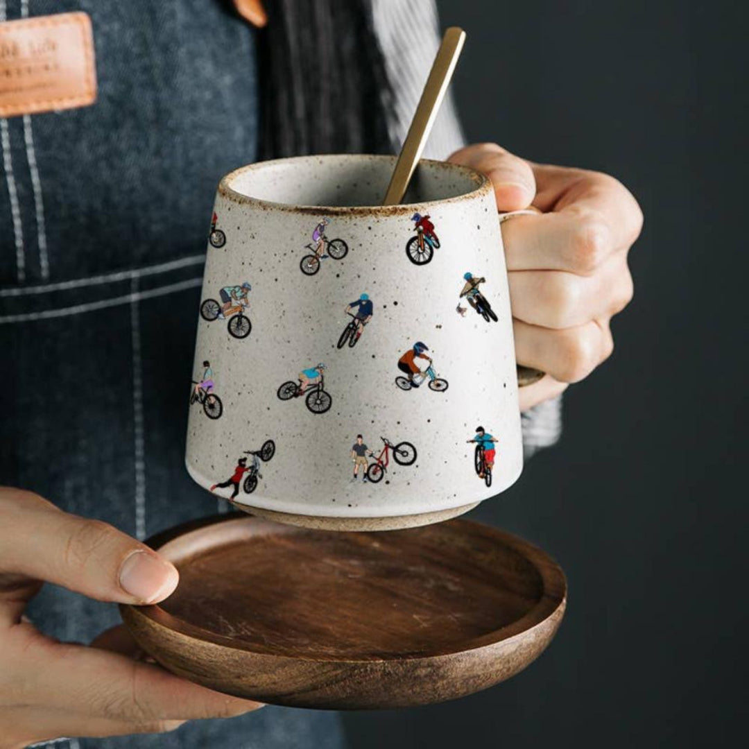 Adventure Stoneware Mug – Mountain Biker Edition (16 oz) - Fish On! Custom Rods