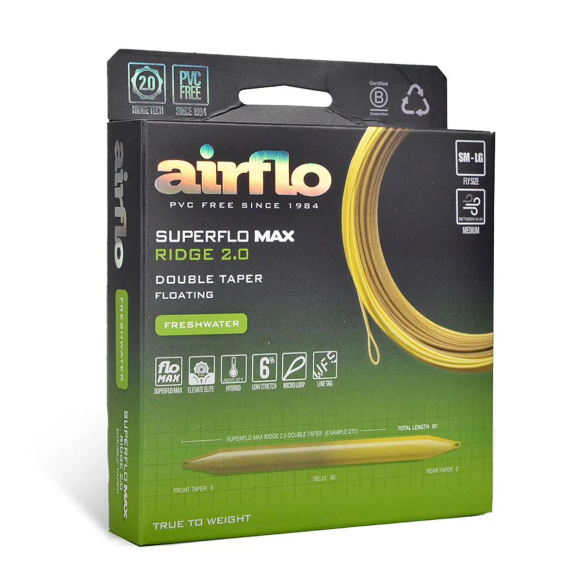 Airflo Superflo Max Ridge 2.0 fishing line packaging on a white background