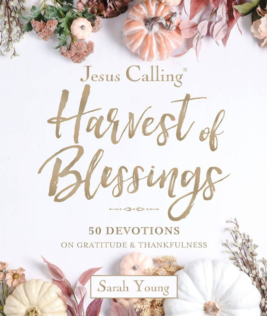 Book cover of 'Harvest of Blessings' with decorative elements on a white background