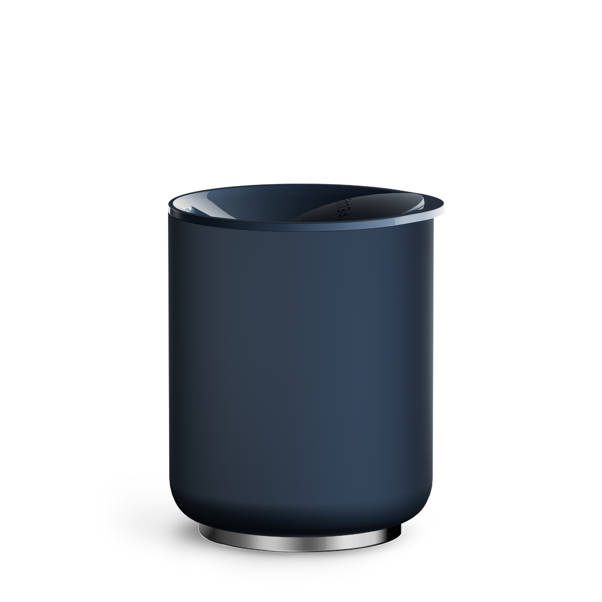 Dark blue cylindrical object on a white background
