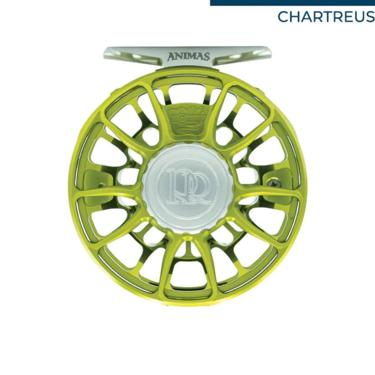 Ross Reels Animas Chartreuse fly reel in vibrant yellow-green anodized finish