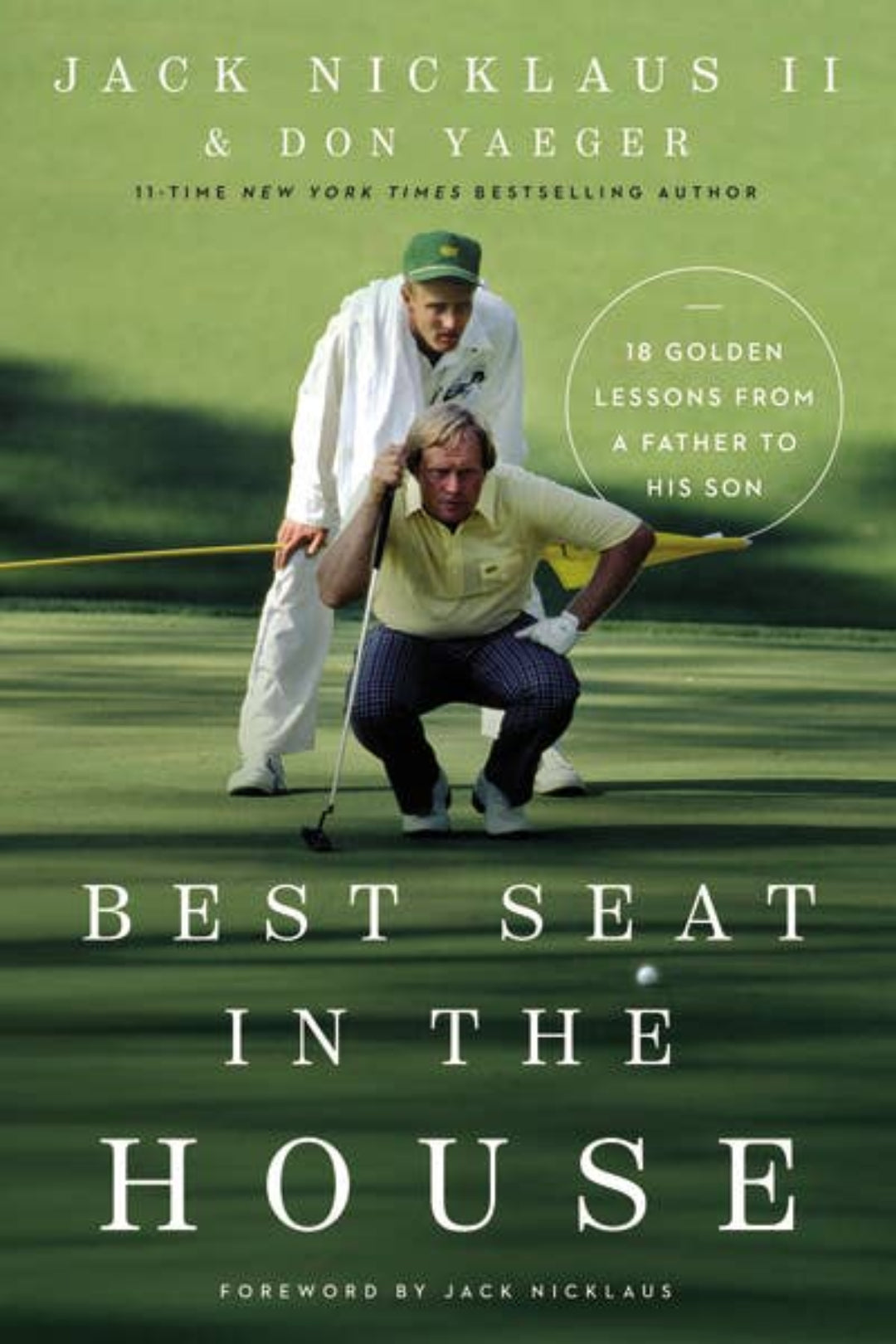 Book cover of 'Best Seat in the House' with two men on a golf course.