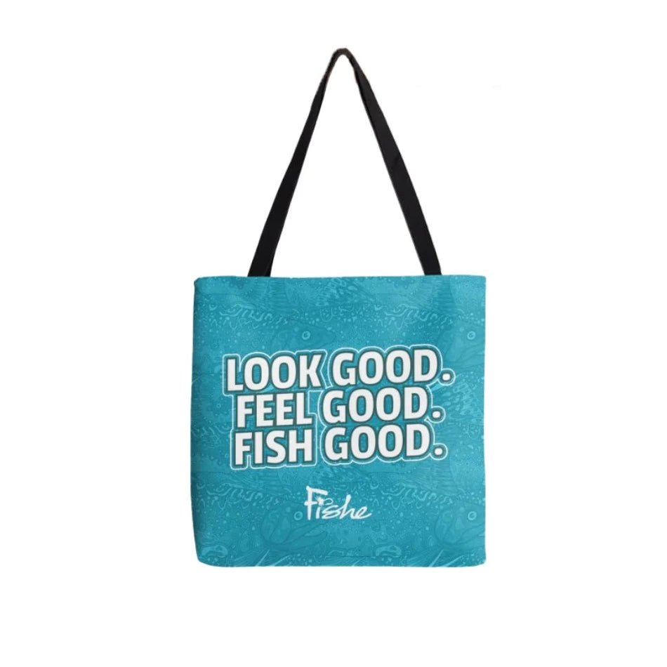 Fish Good Canvas Tote - Premium 16x16 Fishing & Everyday Bag - Fish On! Custom Rods