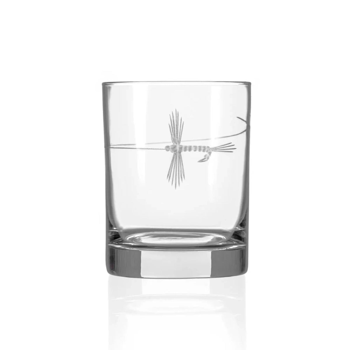 Fly Fishing Double Old Fashioned Whiskey Glass - Fish On! Custom Rods