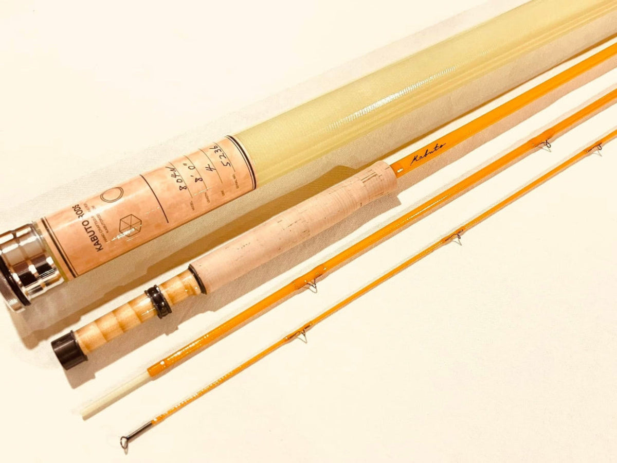 Kabuto 8' 0" 4wt 3pc Yellow Fly Rod - Bamboo Reel Seat - Fish On! Custom Rods