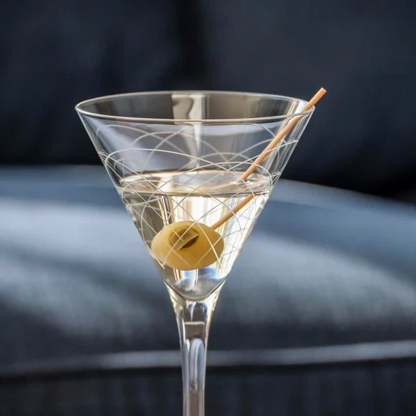 Mid - Century Modern 7.5oz Martini Cocktail Glass - Fish On! Custom Rods