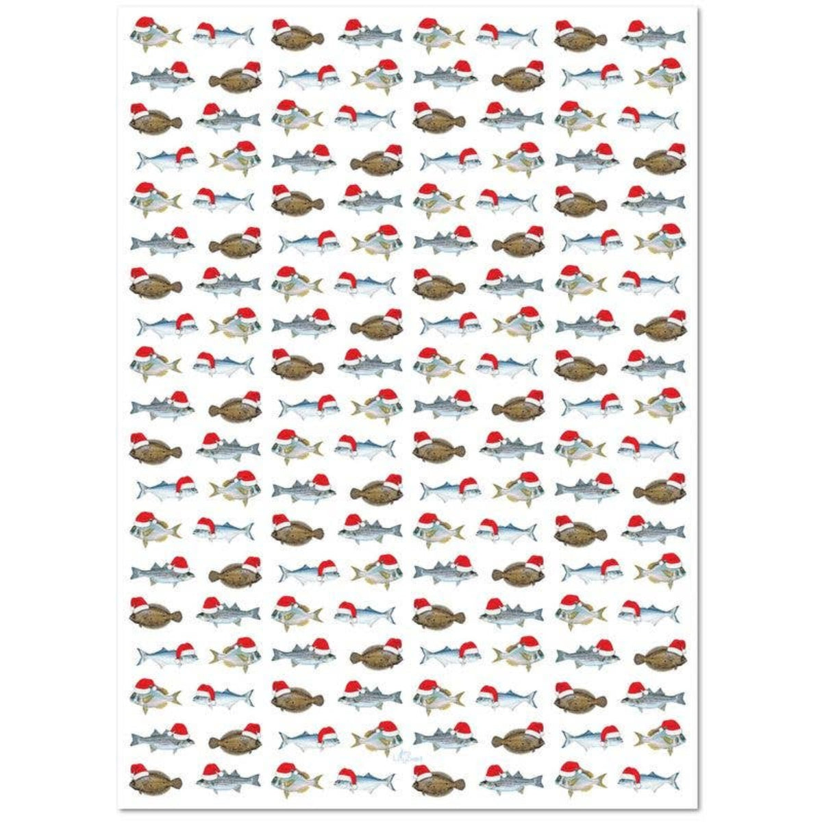 "Santa Fish Saltwater Wrapping Paper" – Festive Coastal Wrap - Fish On! Custom Rods