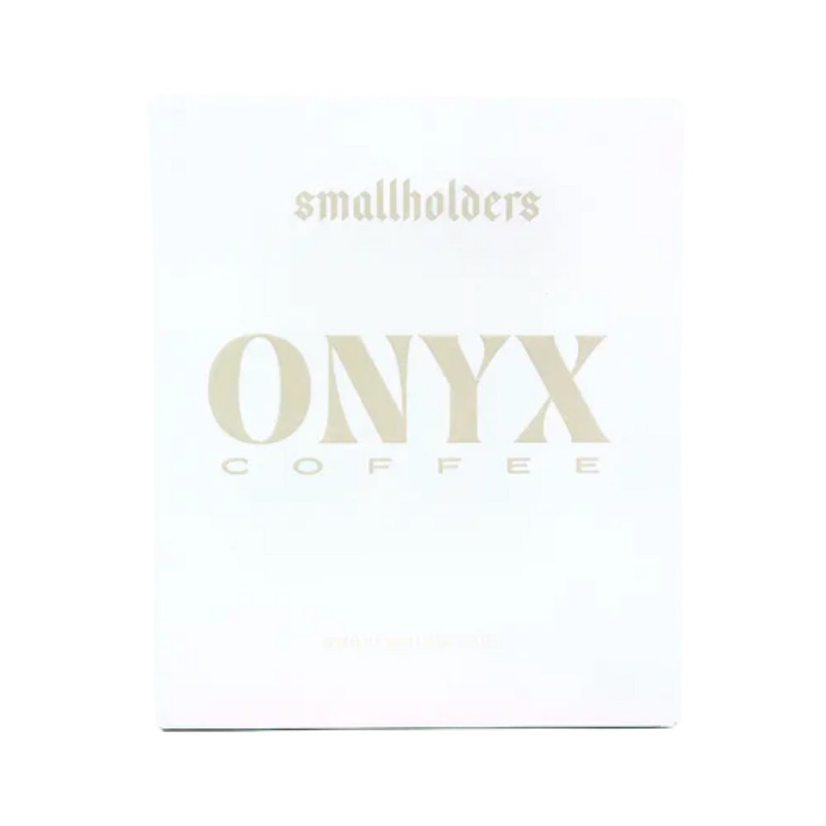 Onyx Coffee packaging with 'smallholders' text on a white background