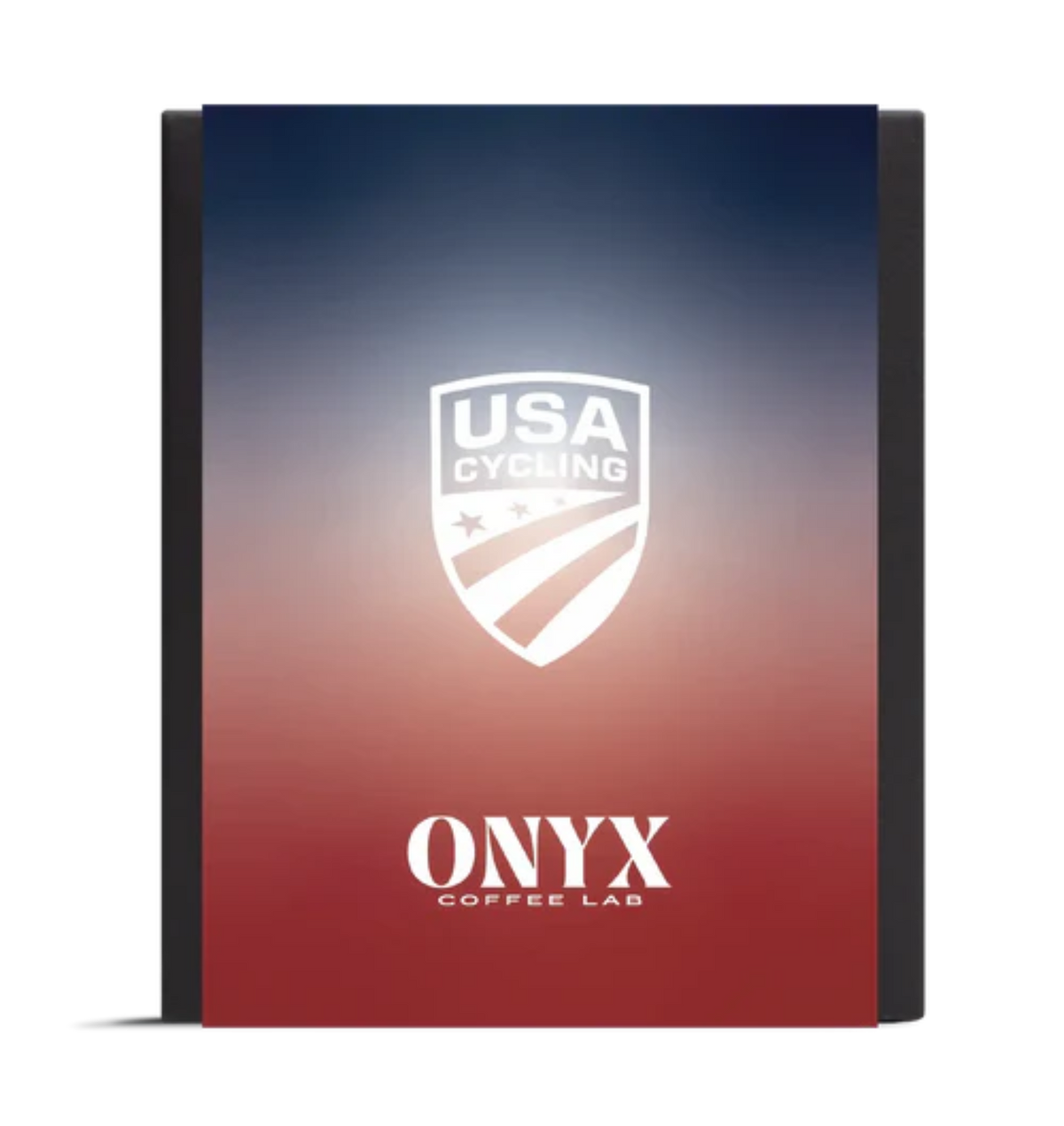 Onyx Coffee Lab packaging with USA Cycling logo on a gradient background