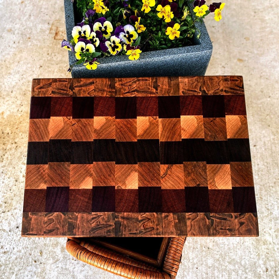 Handcrafted End Grain Cutting Board - Fish On! Custom Rods