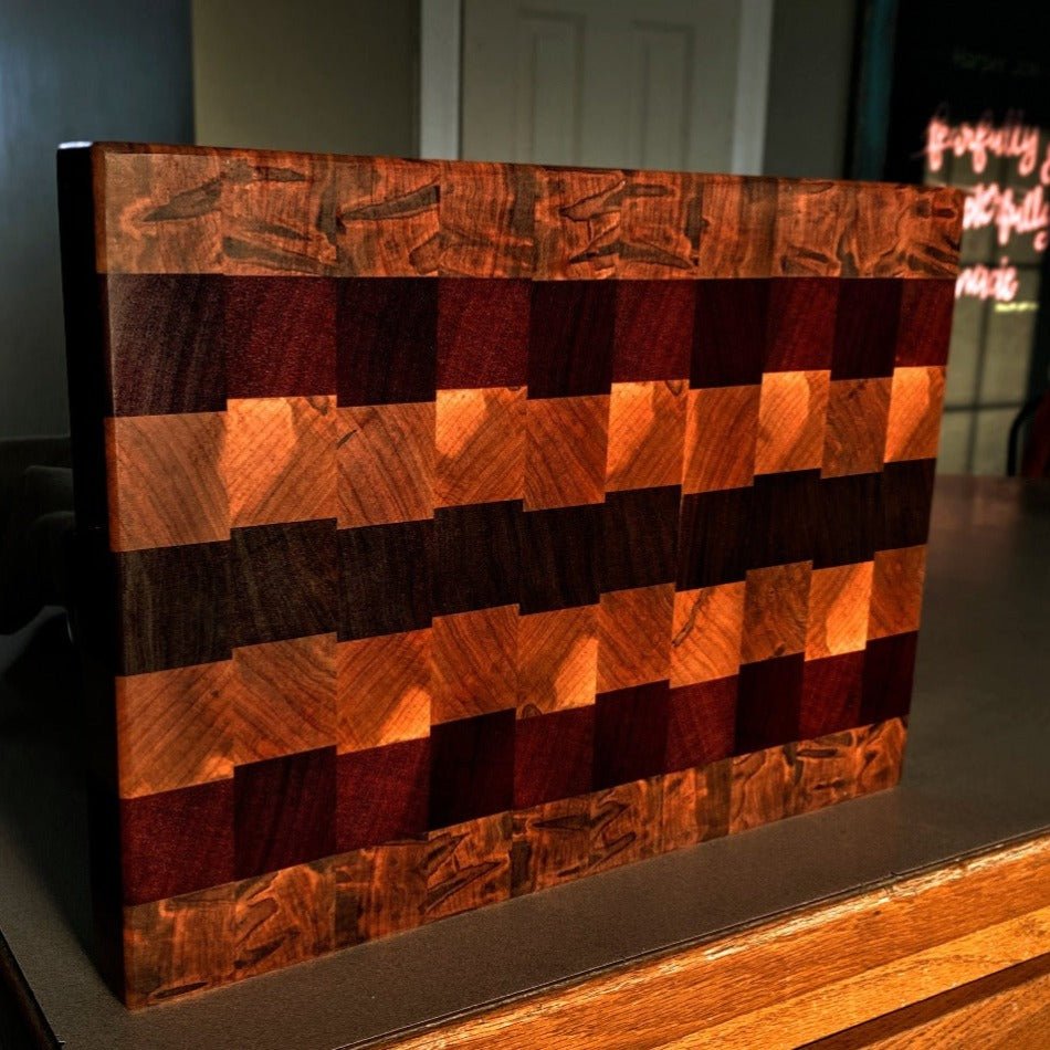 Handcrafted End Grain Cutting Board - Fish On! Custom Rods