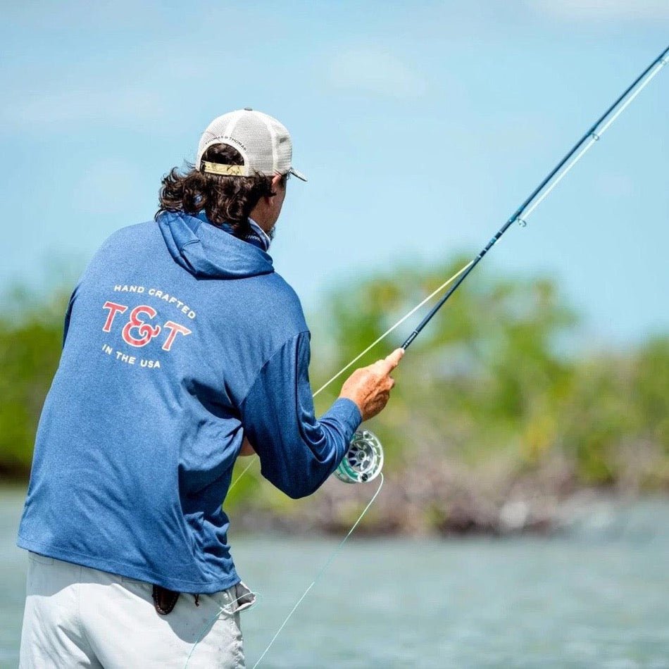 Thomas & Thomas Performance Sun Hoodie Indigo Blue - Fish On! Custom Rods