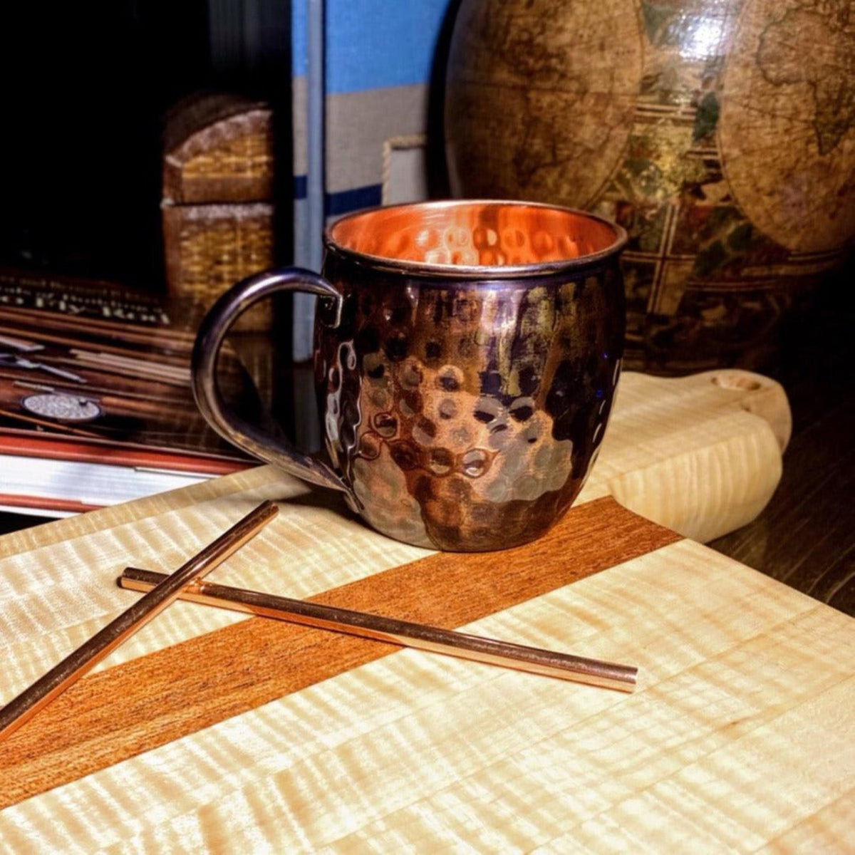 Vintage Hammered Copper Mug | Antique Design | Pure Copper - Fish On! Custom Rods